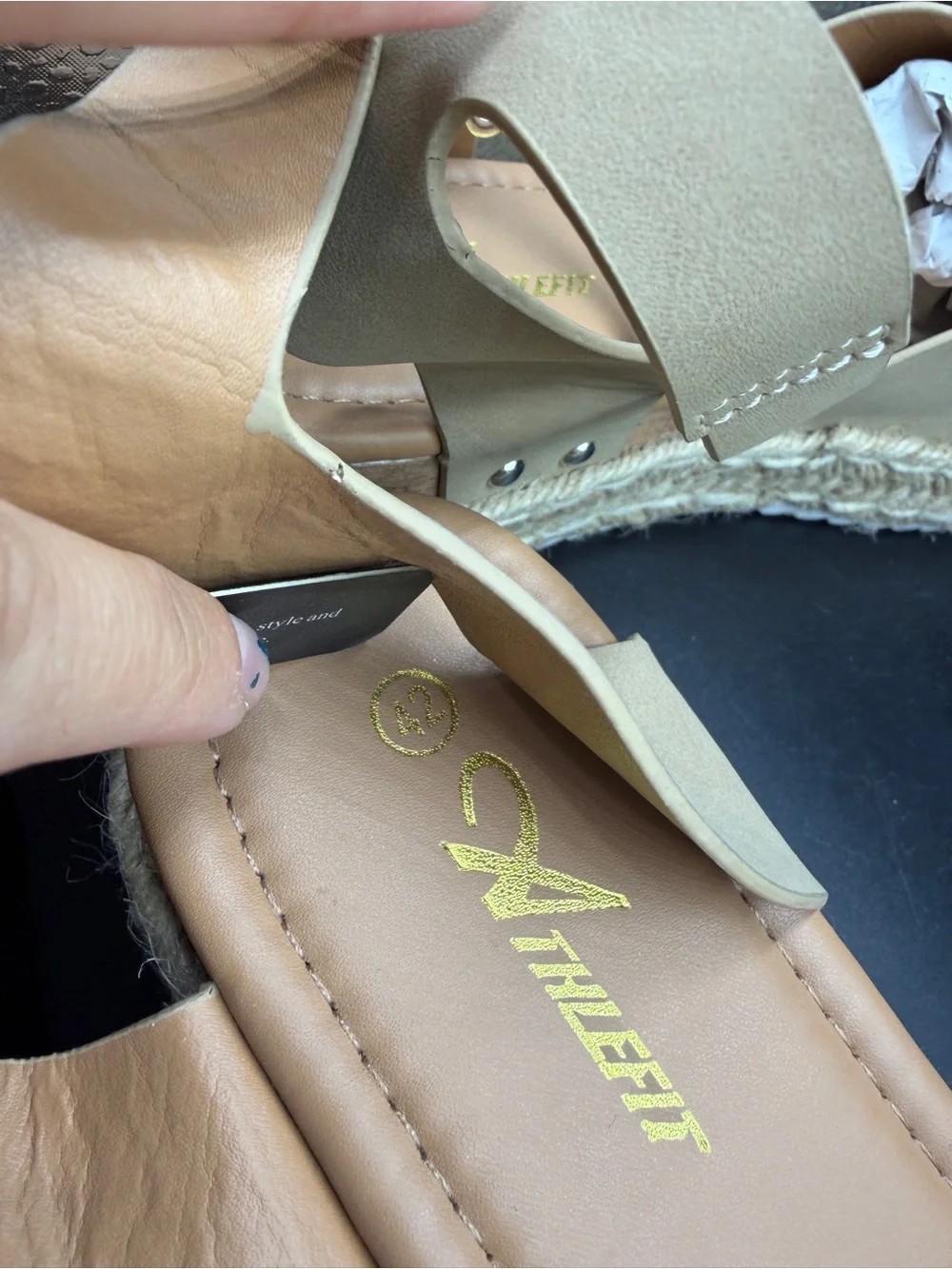 Beige Espadrille Platform Sandals with Ankle Buckle